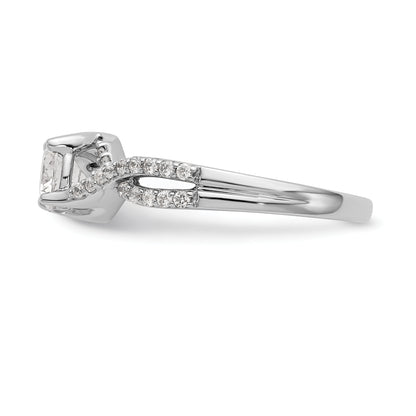14K White Gold Criss Cross (Holds 1/2 Carat (5.2mm) Round Center) 1/4 Diamond Semi Mount Engagement Ring