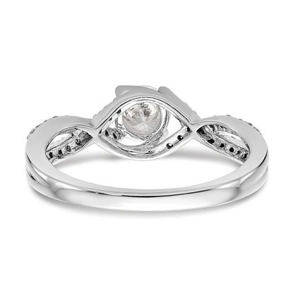 14K White Gold Criss Cross (Holds 1/2 Carat (5.2mm) Round Center) 1/4 Diamond Semi Mount Engagement Ring
