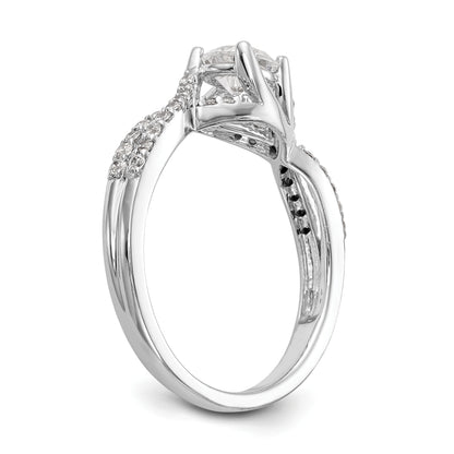 14K White Gold Criss Cross (Holds 1/2 Carat (5.2mm) Round Center) 1/4 Diamond Semi Mount Engagement Ring