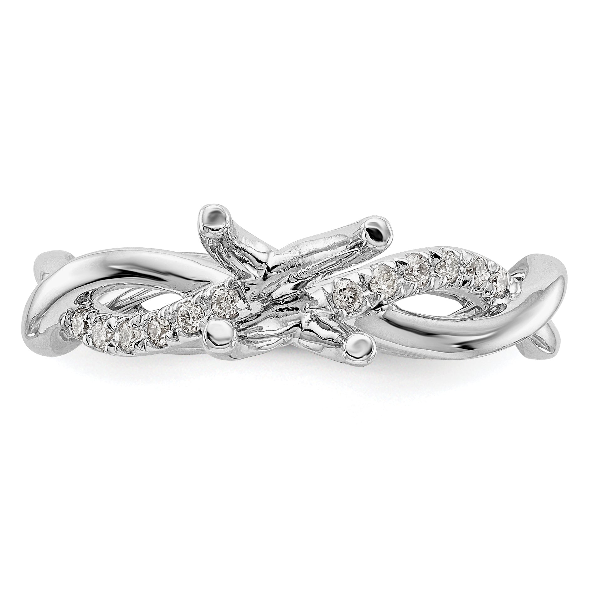 14k White Gold 1/5 Ct. Lab Grown Diamond VS/SI+ G+ 3/4 Ct. Center Round Bypass Engagement Ring