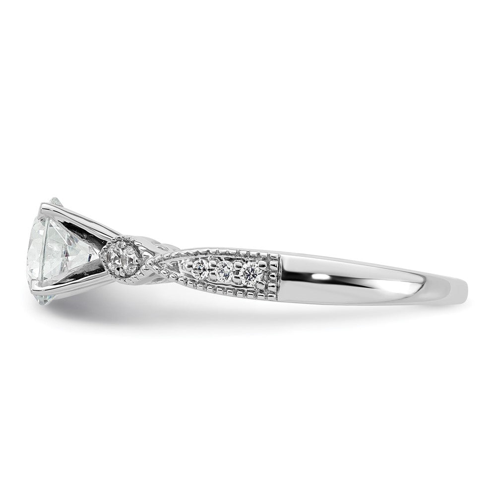 14K White Gold Criss-Cross (Holds 1 carat (6.5mm) Round Center) 1/6 carat Diamond Semi-mount Engagement Ring