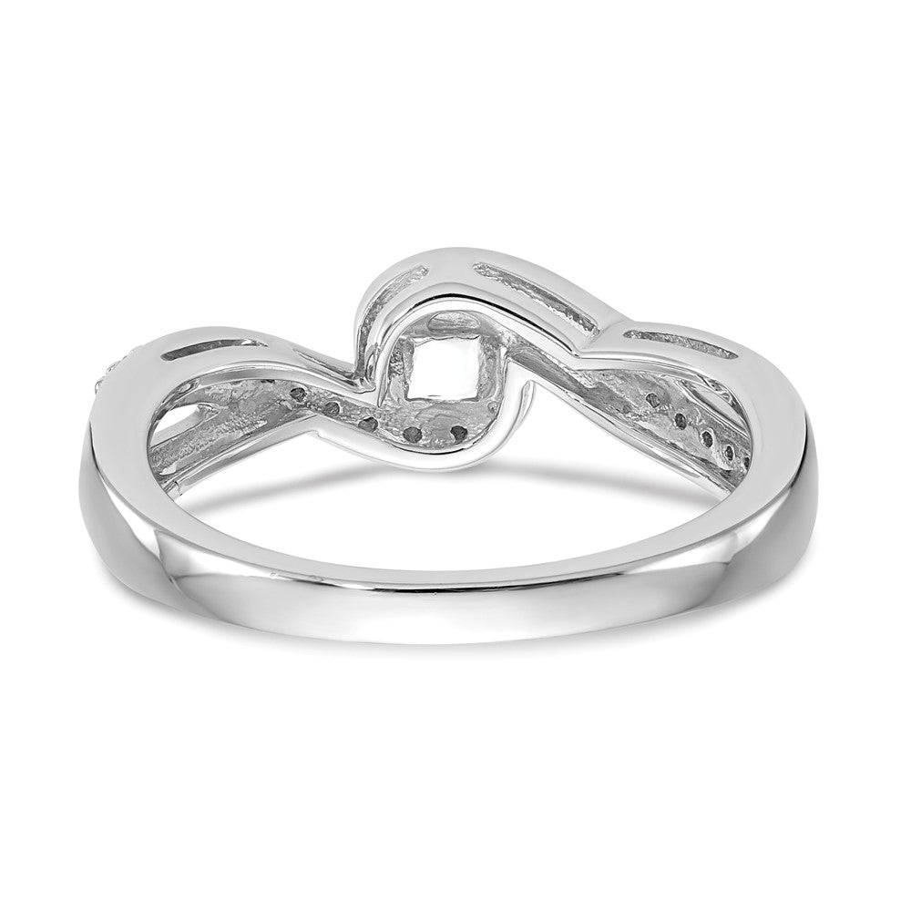 14k White Gold Peg Set Simulated Diamond Criss Cross Engagement Ring