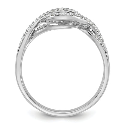 14k White Gold Peg Set Simulated Diamond Criss Cross Engagement Ring