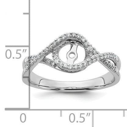 14k White Gold Peg Set Simulated Diamond Criss Cross Engagement Ring