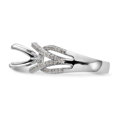 14k White Gold Peg Set Simulated Diamond Criss Cross Engagement Ring
