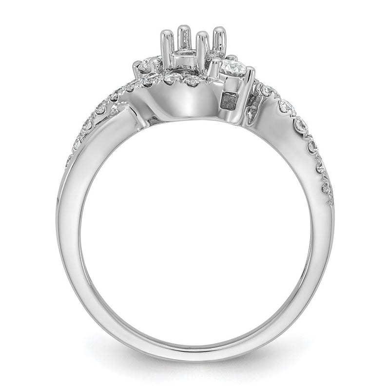14k White Gold Simulated Diamond Criss Cross Engagement Ring