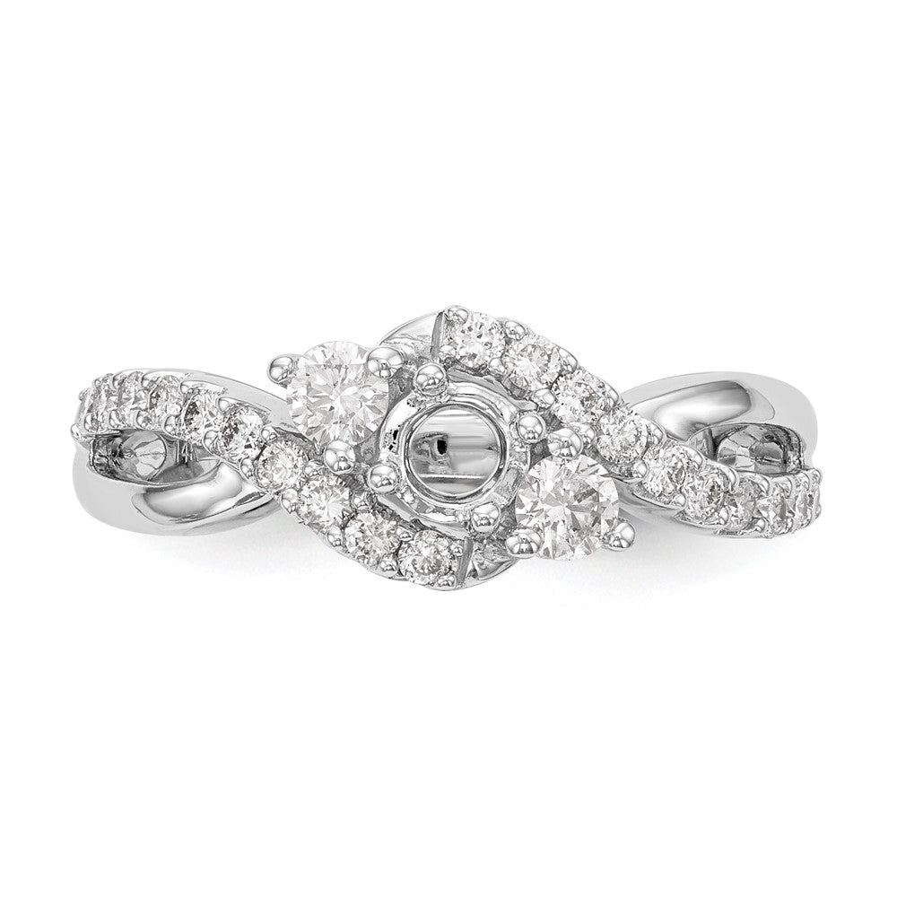 14k White Gold Simulated Diamond Criss Cross Engagement Ring
