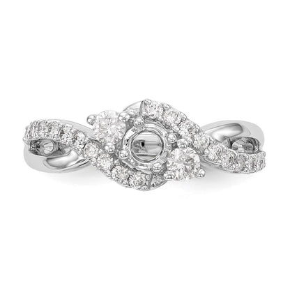 14k White Gold Simulated Diamond Criss Cross Engagement Ring
