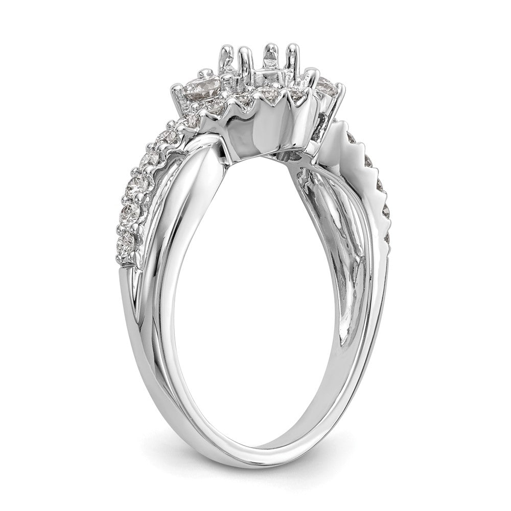 14k White Gold Simulated Diamond Criss Cross Engagement Ring