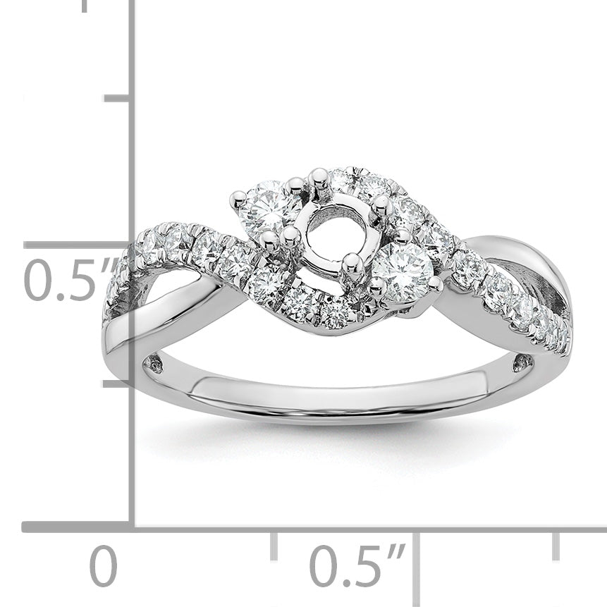 14k White Gold 5/8 Ct. Lab Grown Diamond VS/SI+ G+ Round Criss Cross Engagement Ring