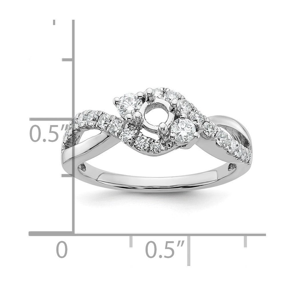 14k White Gold Simulated Diamond Criss Cross Engagement Ring