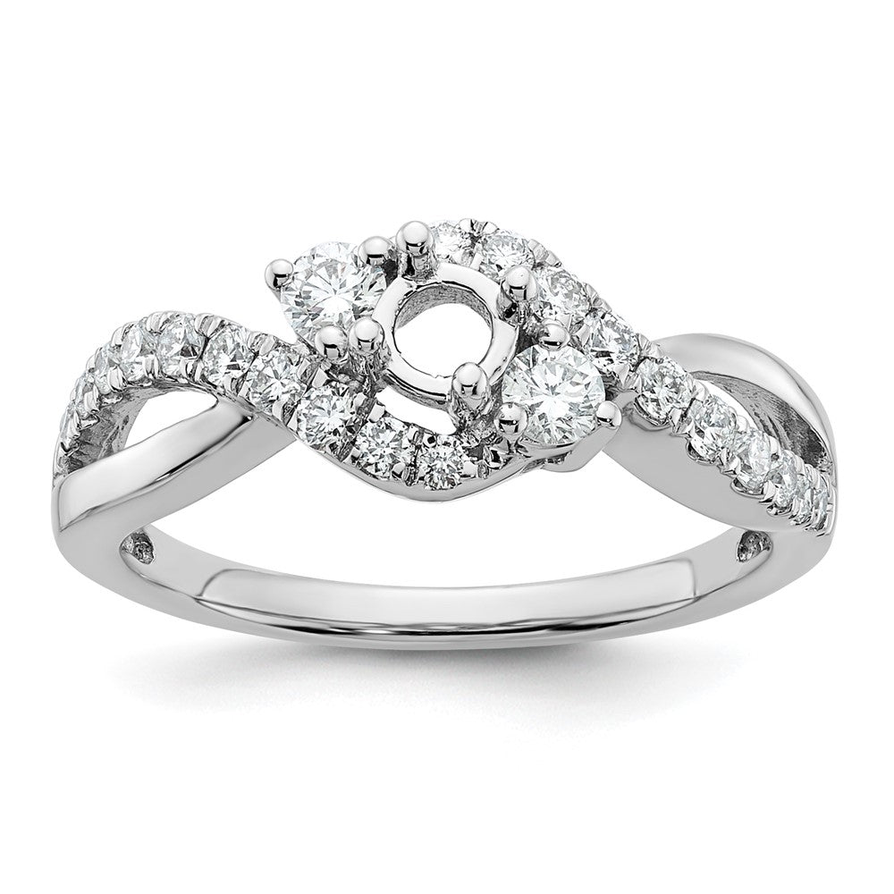 14k White Gold Simulated Diamond Criss Cross Engagement Ring