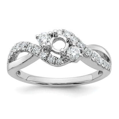 14k White Gold Simulated Diamond Criss Cross Engagement Ring