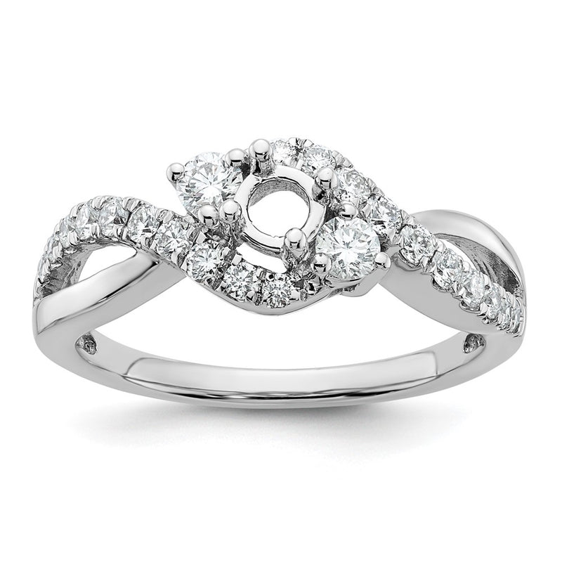 14k White Gold Simulated Diamond Criss Cross Engagement Ring