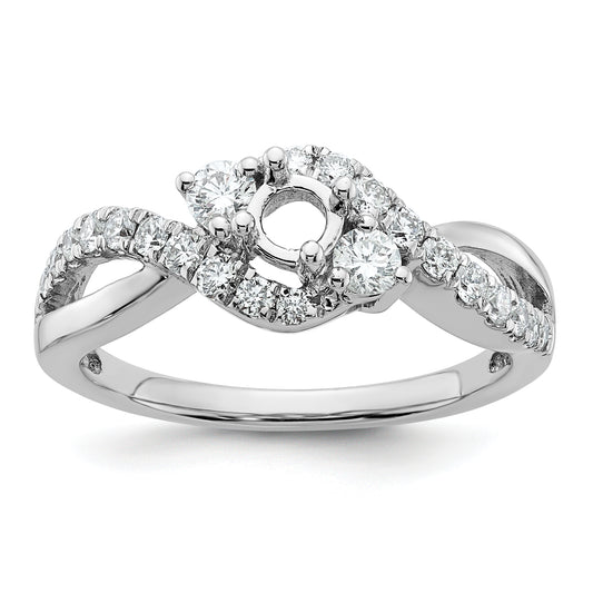 14k White Gold Simulated Diamond Criss Cross Engagement Ring