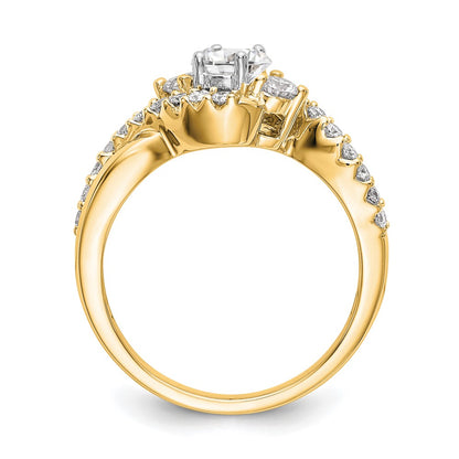14k Yellow Gold 5/8 Ct. Lab Grown Diamond VS/SI+ G+ Round Criss Cross Engagement Ring