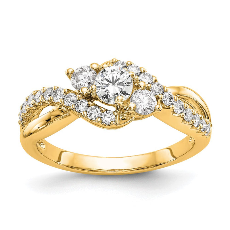 14k Yellow Gold 5/8 Ct. Lab Grown Diamond VS/SI+ G+ Round Criss Cross Engagement Ring