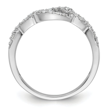 14k White Gold Peg Set Simulated Diamond Criss Cross Engagement Ring