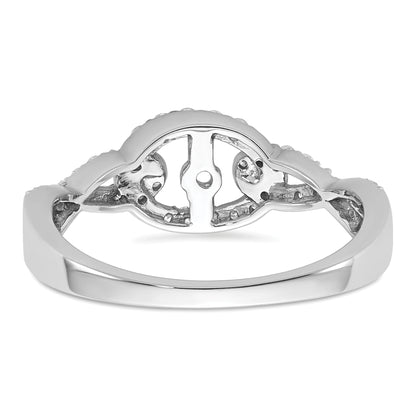 14k White Gold Peg Set Simulated Diamond Criss Cross Engagement Ring