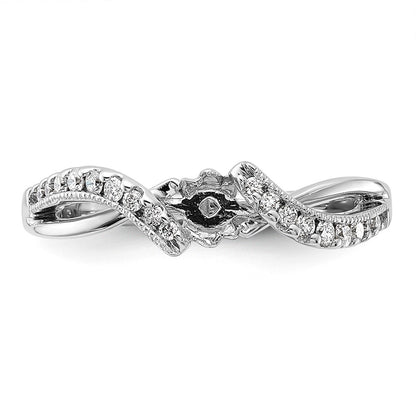 14k White Gold Peg Set Simulated Diamond Criss Cross Engagement Ring