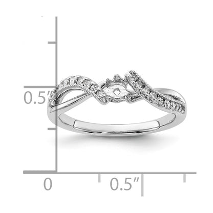 14k White Gold Peg Set Simulated Diamond Criss Cross Engagement Ring