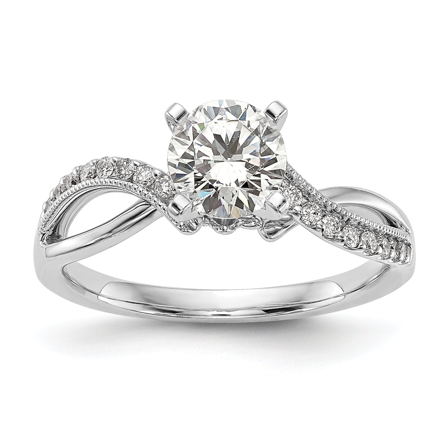 14k White Gold 1/6 Ct. Lab Grown Diamond VS/SI+ G+ Peg Set Engagment Ring