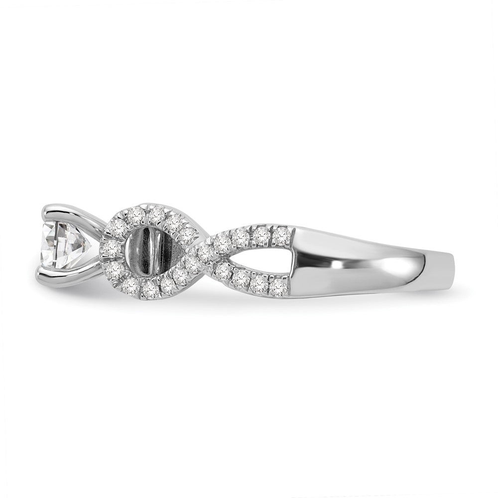 14k White Gold Peg Set Simulated Diamond Infinity Engagement Ring