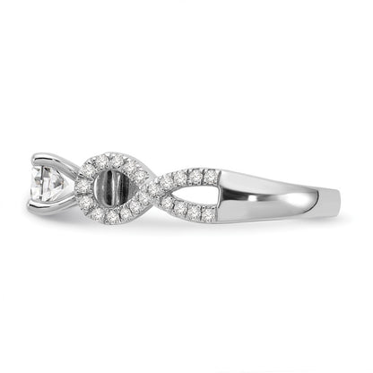 14k White Gold Peg Set Simulated Diamond Infinity Engagement Ring
