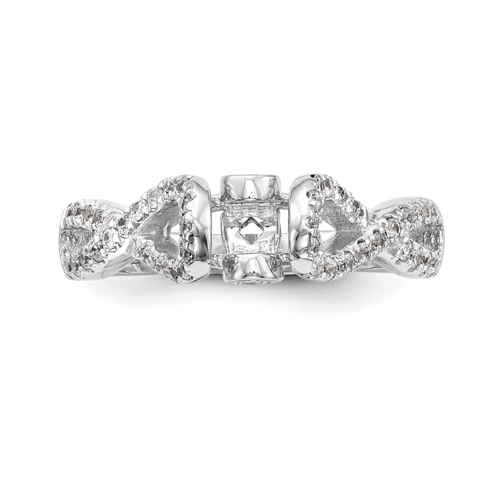 14k White Gold Peg Set Simulated Diamond Infinity Engagement Ring
