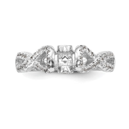 14k White Gold Peg Set Simulated Diamond Infinity Engagement Ring