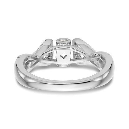 14k White Gold Peg Set Simulated Diamond Infinity Engagement Ring