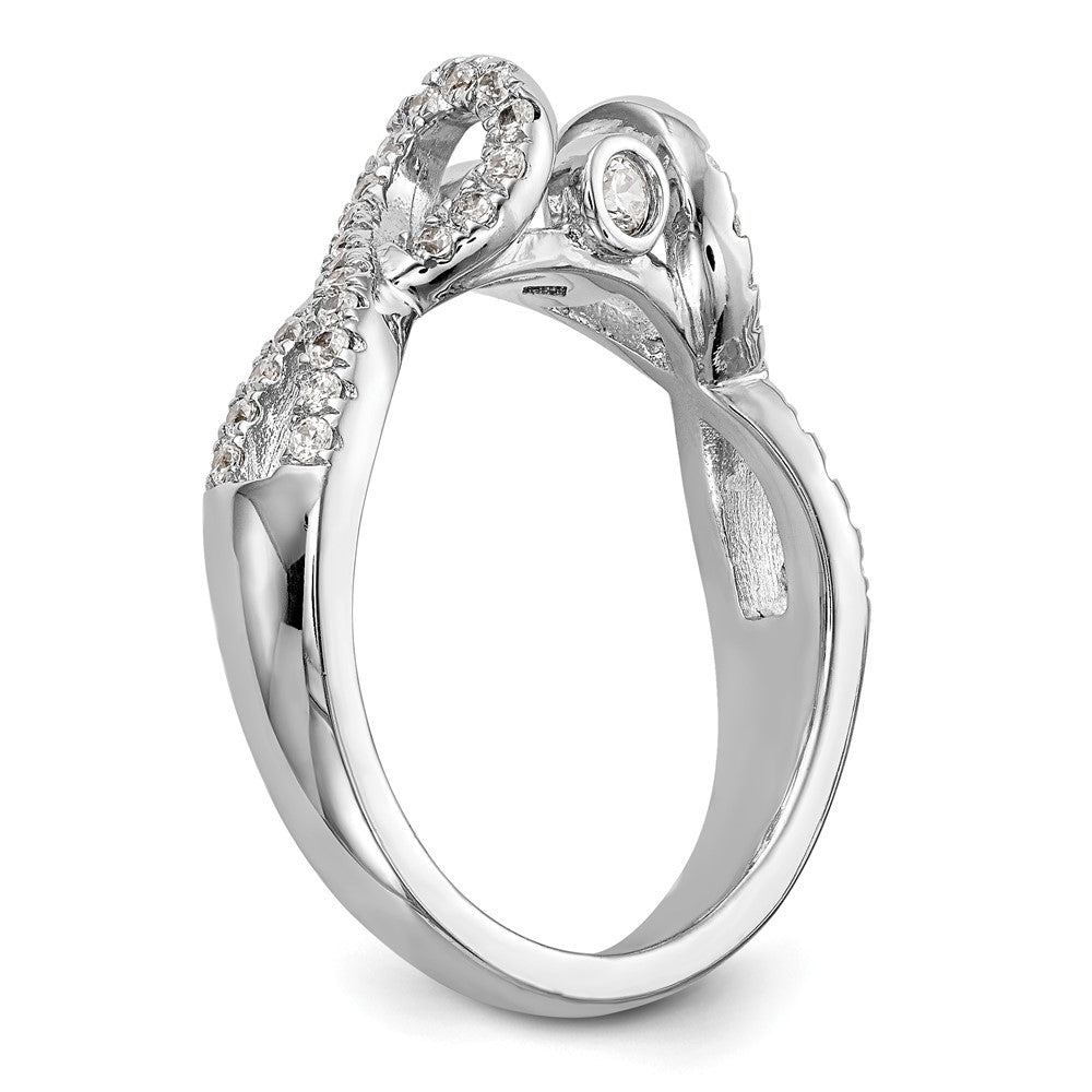 14k White Gold Peg Set Simulated Diamond Infinity Engagement Ring