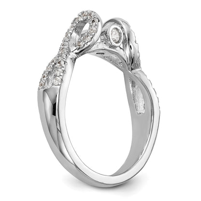 14k White Gold Peg Set Simulated Diamond Infinity Engagement Ring