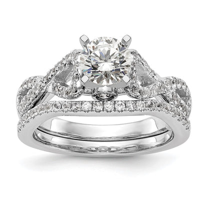 14k White Gold Peg Set Simulated Diamond Infinity Engagement Ring