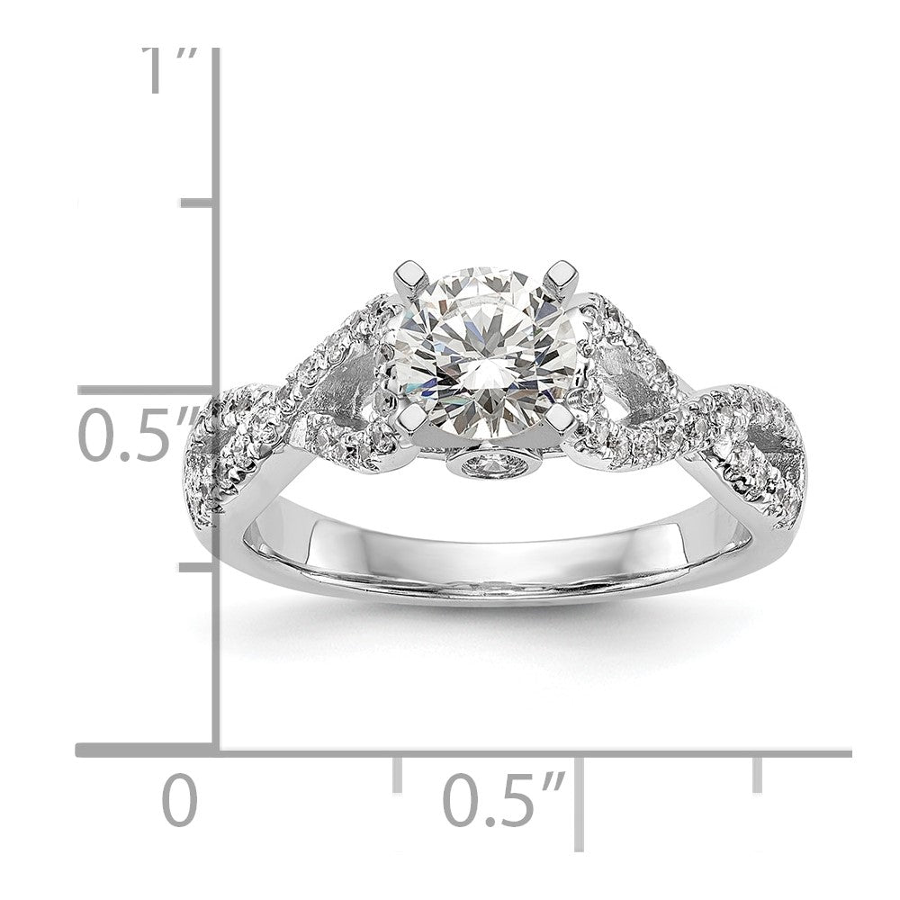 14k White Gold Peg Set Simulated Diamond Infinity Engagement Ring