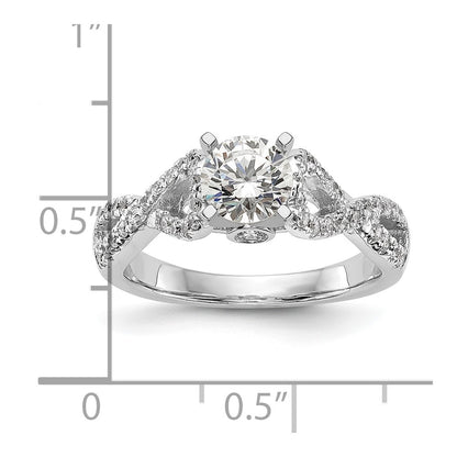 14k White Gold Peg Set Simulated Diamond Infinity Engagement Ring
