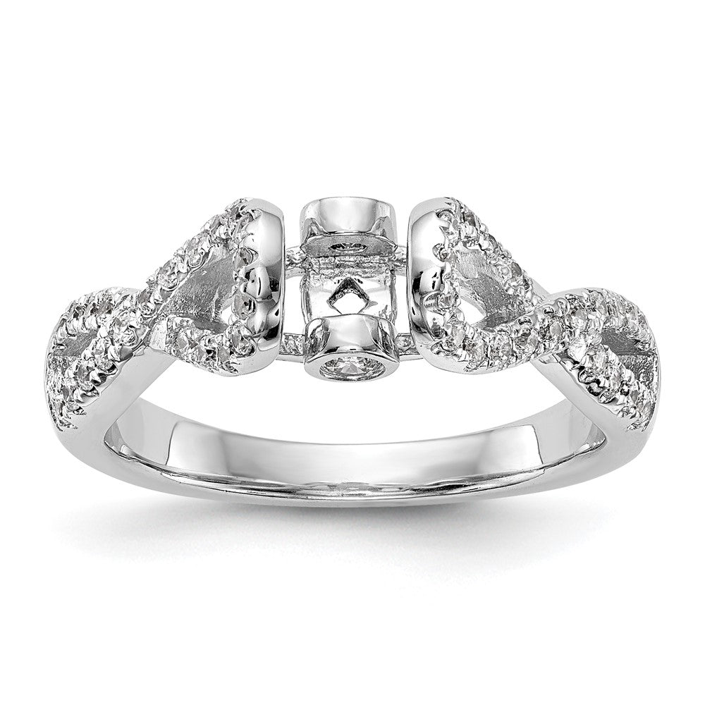 14k White Gold Peg Set Simulated Diamond Infinity Engagement Ring