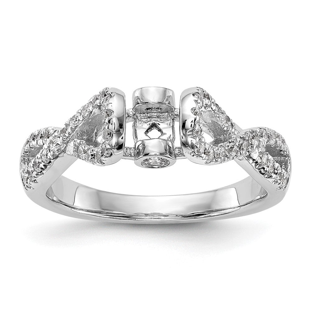 14k White Gold Peg Set Simulated Diamond Infinity Engagement Ring