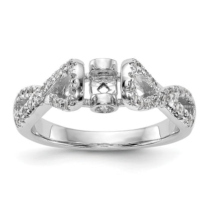 14k White Gold Peg Set Simulated Diamond Infinity Engagement Ring