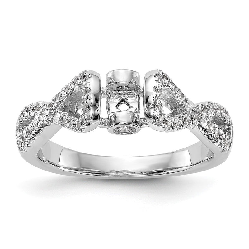14k White Gold Peg Set Simulated Diamond Infinity Engagement Ring