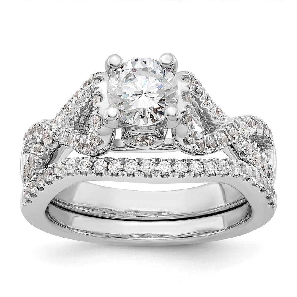 14k White Gold Peg Set Simulated Diamond Infinity Engagement Ring