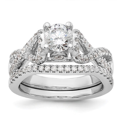 14k White Gold Peg Set Simulated Diamond Infinity Engagement Ring