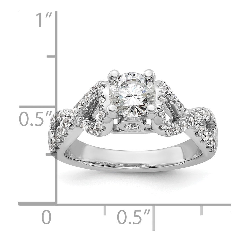 14k White Gold Peg Set Simulated Diamond Infinity Engagement Ring