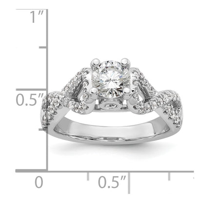 14k White Gold Peg Set Simulated Diamond Infinity Engagement Ring