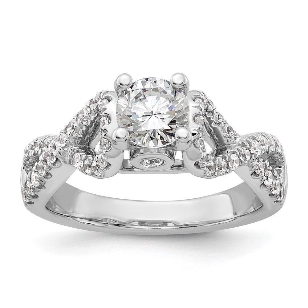 14k White Gold Peg Set Simulated Diamond Infinity Engagement Ring