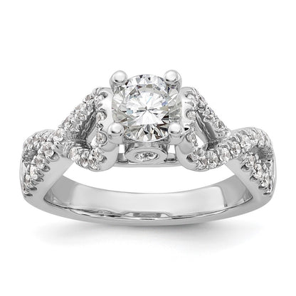14k White Gold Peg Set Simulated Diamond Infinity Engagement Ring