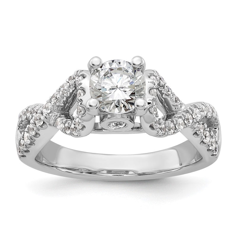 14k White Gold Peg Set Simulated Diamond Infinity Engagement Ring