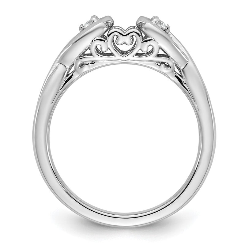 14k White Gold Peg Set Simulated Diamond Infinity Engagement Ring
