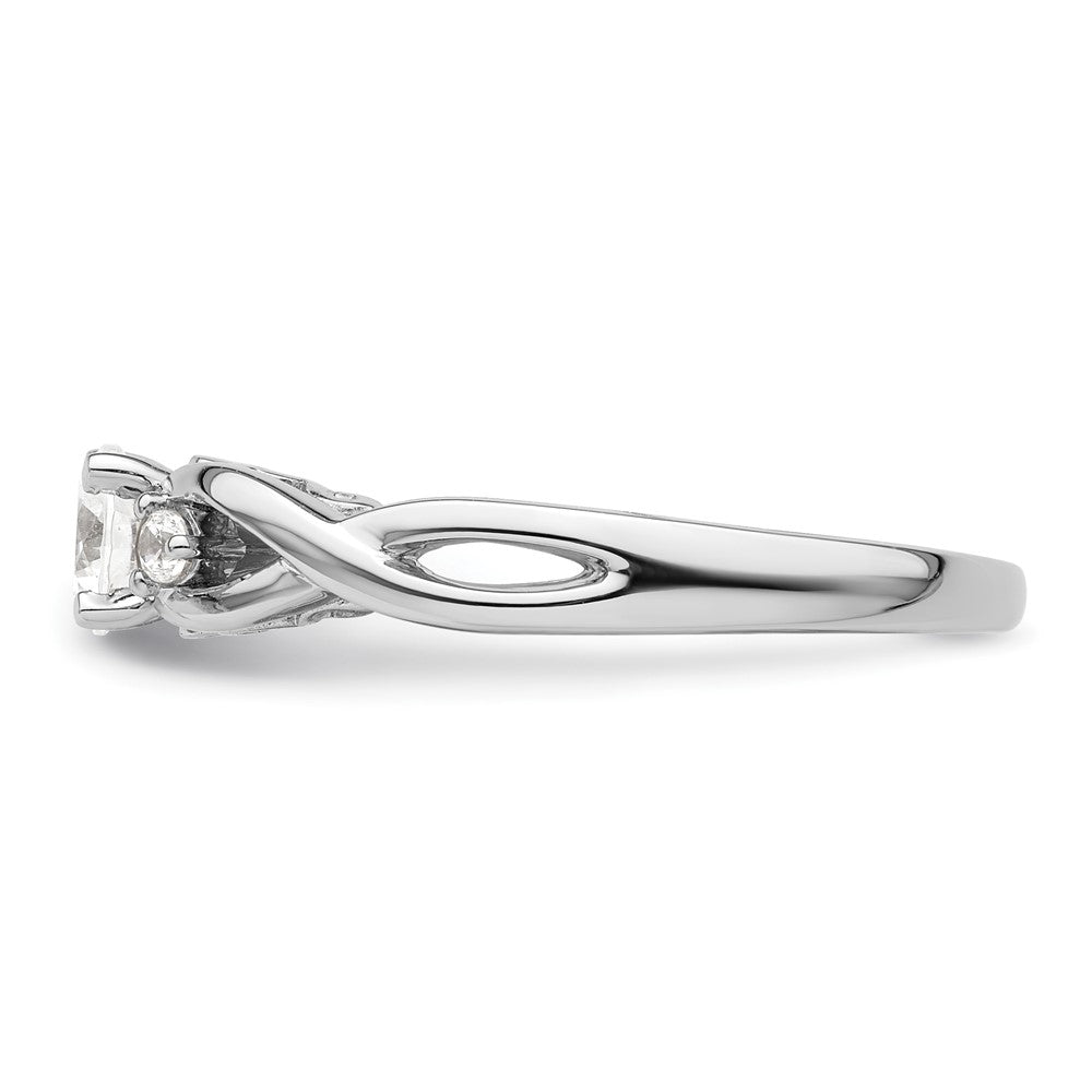14k White Gold Peg Set Simulated Diamond Infinity Engagement Ring