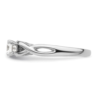 14k White Gold Peg Set Simulated Diamond Infinity Engagement Ring
